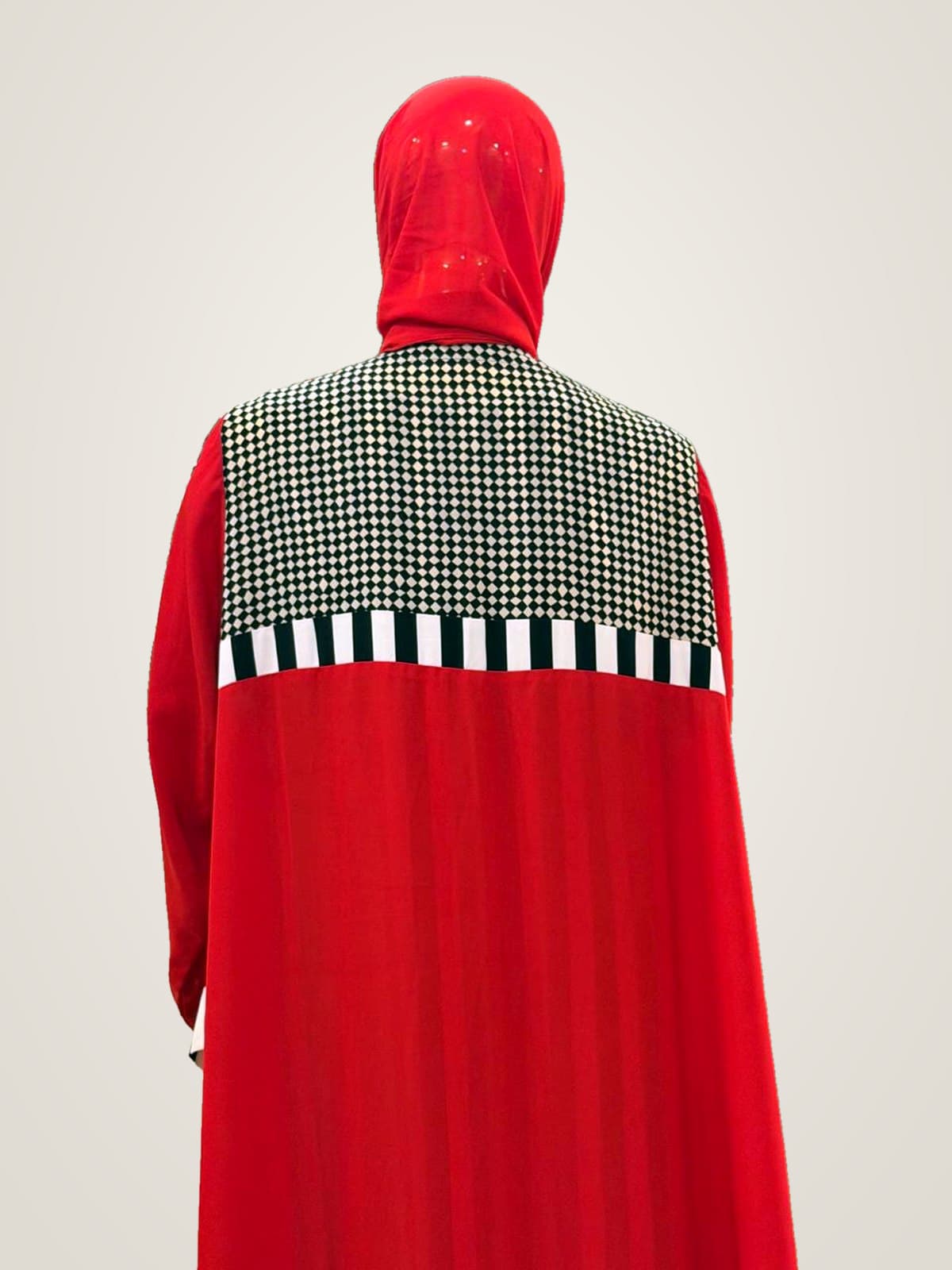 Scarlet Check Abaya — Scarlet Red, Monochrome