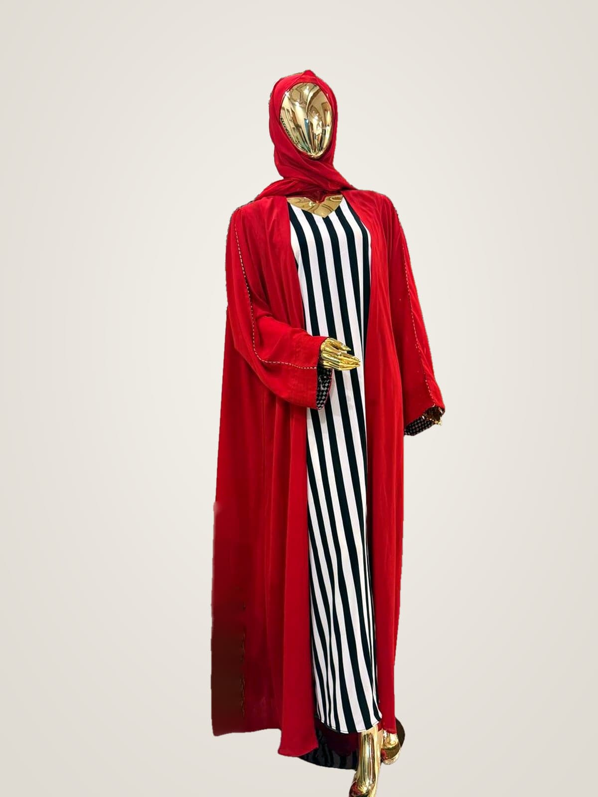 Scarlet Check Abaya — Scarlet Red, Monochrome