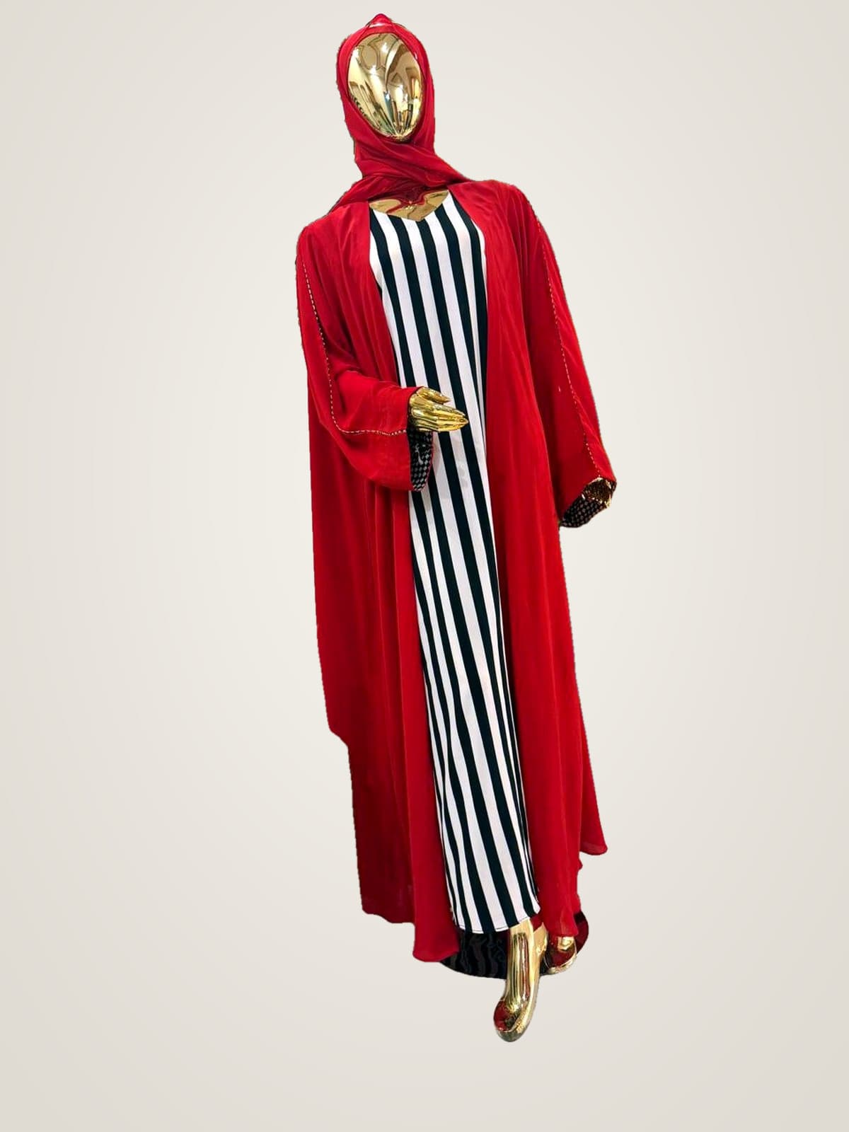 Scarlet Check Abaya — Scarlet Red, Monochrome