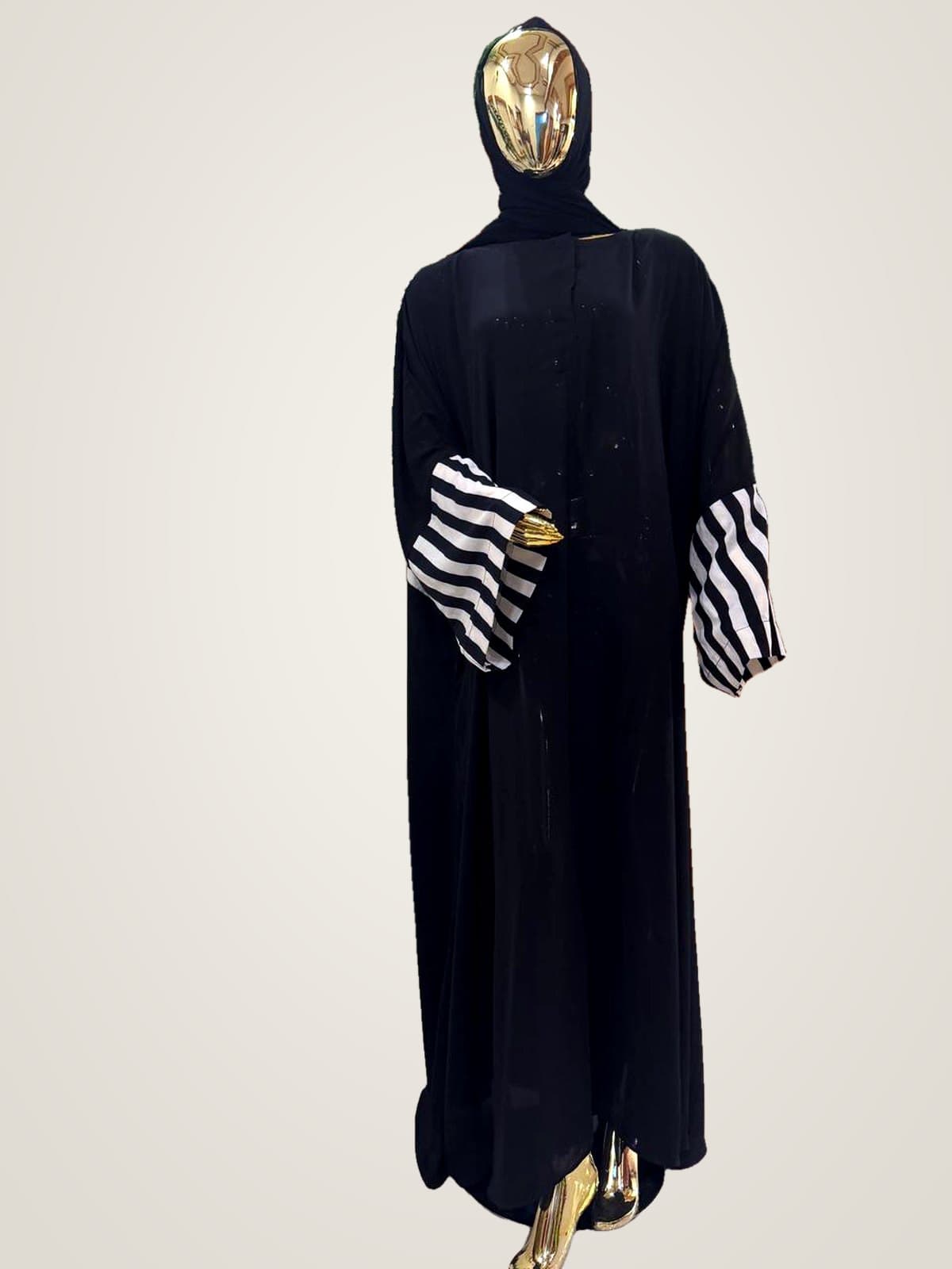 Noir Line Abaya — Black, Ivory