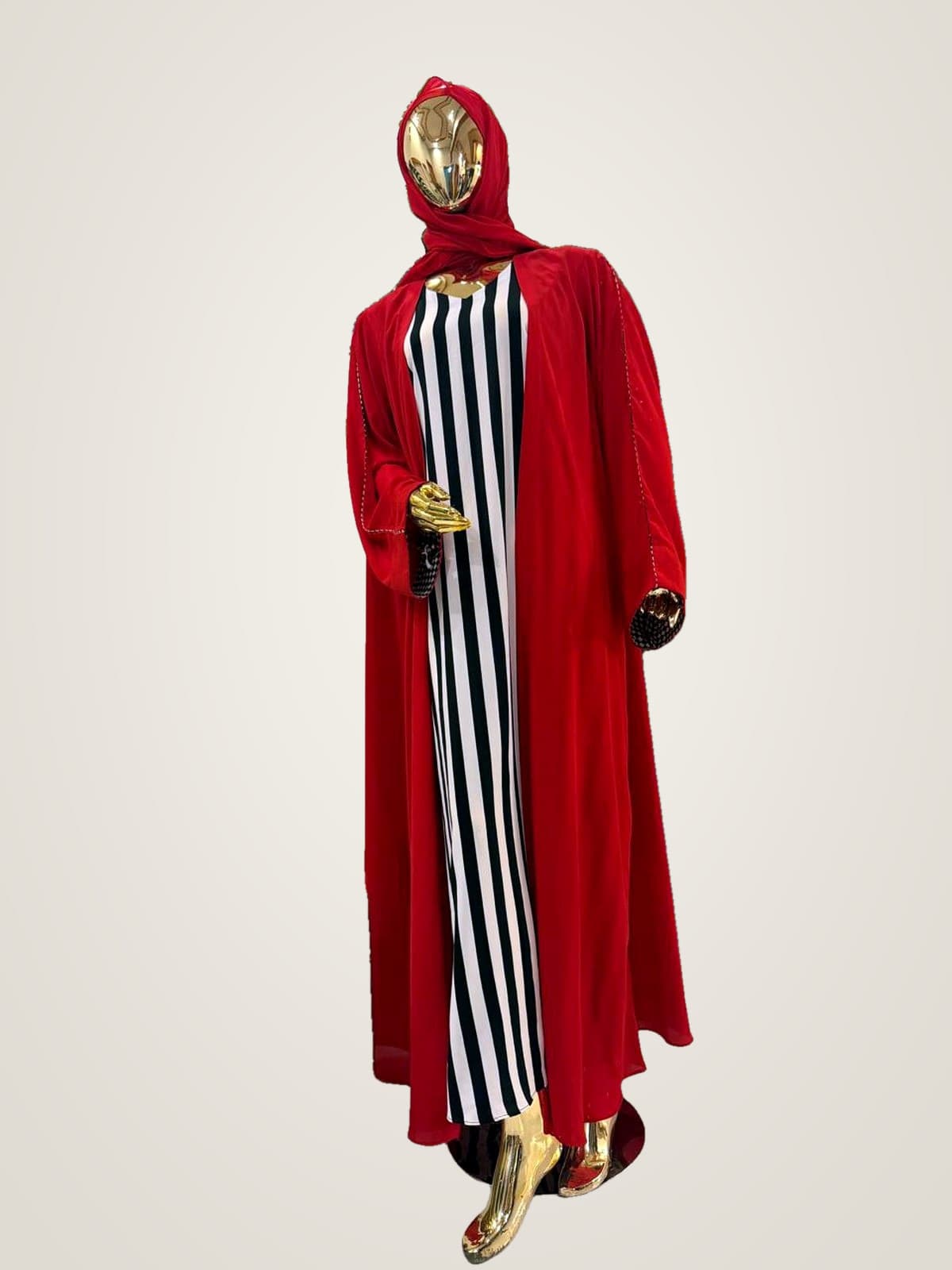 Scarlet Check Abaya — Scarlet Red, Monochrome