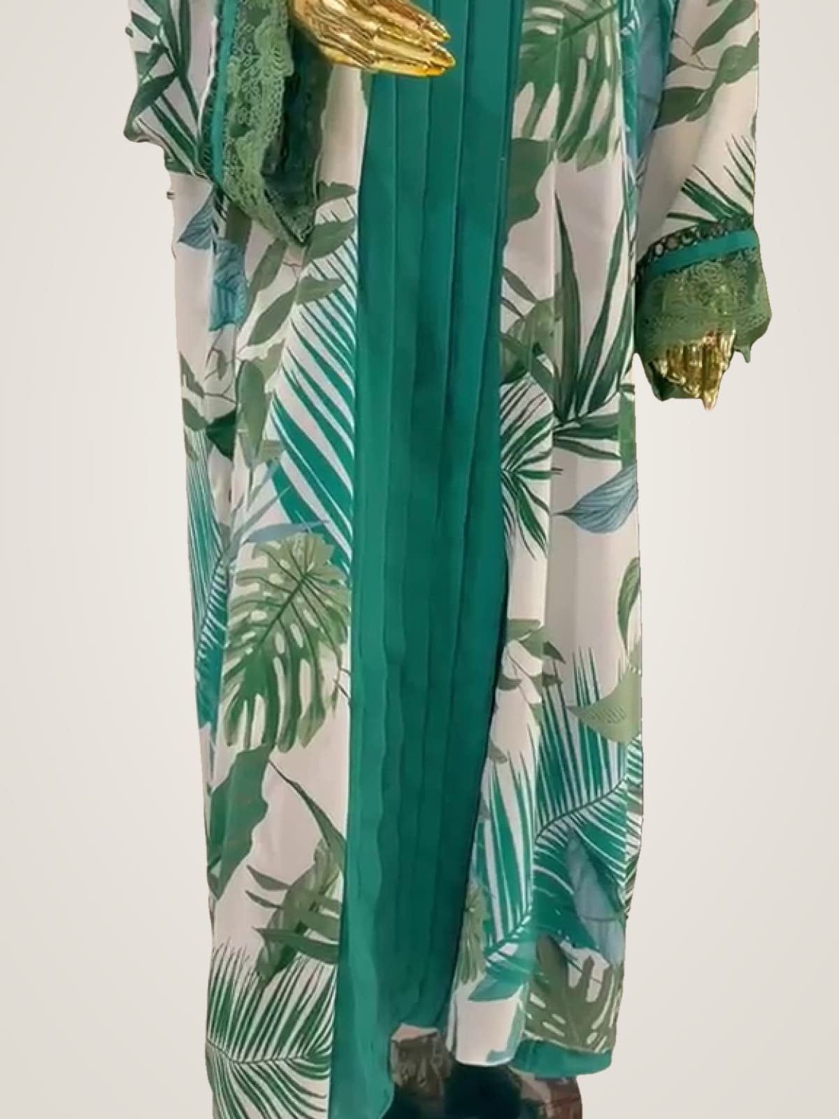 Palm Oasis Abaya (with hijab) — Sage Green, Teal