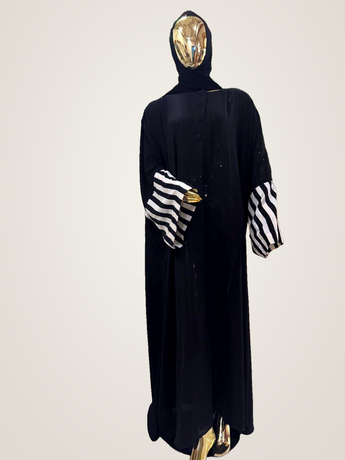 Noir Line Abaya — Black, Ivory