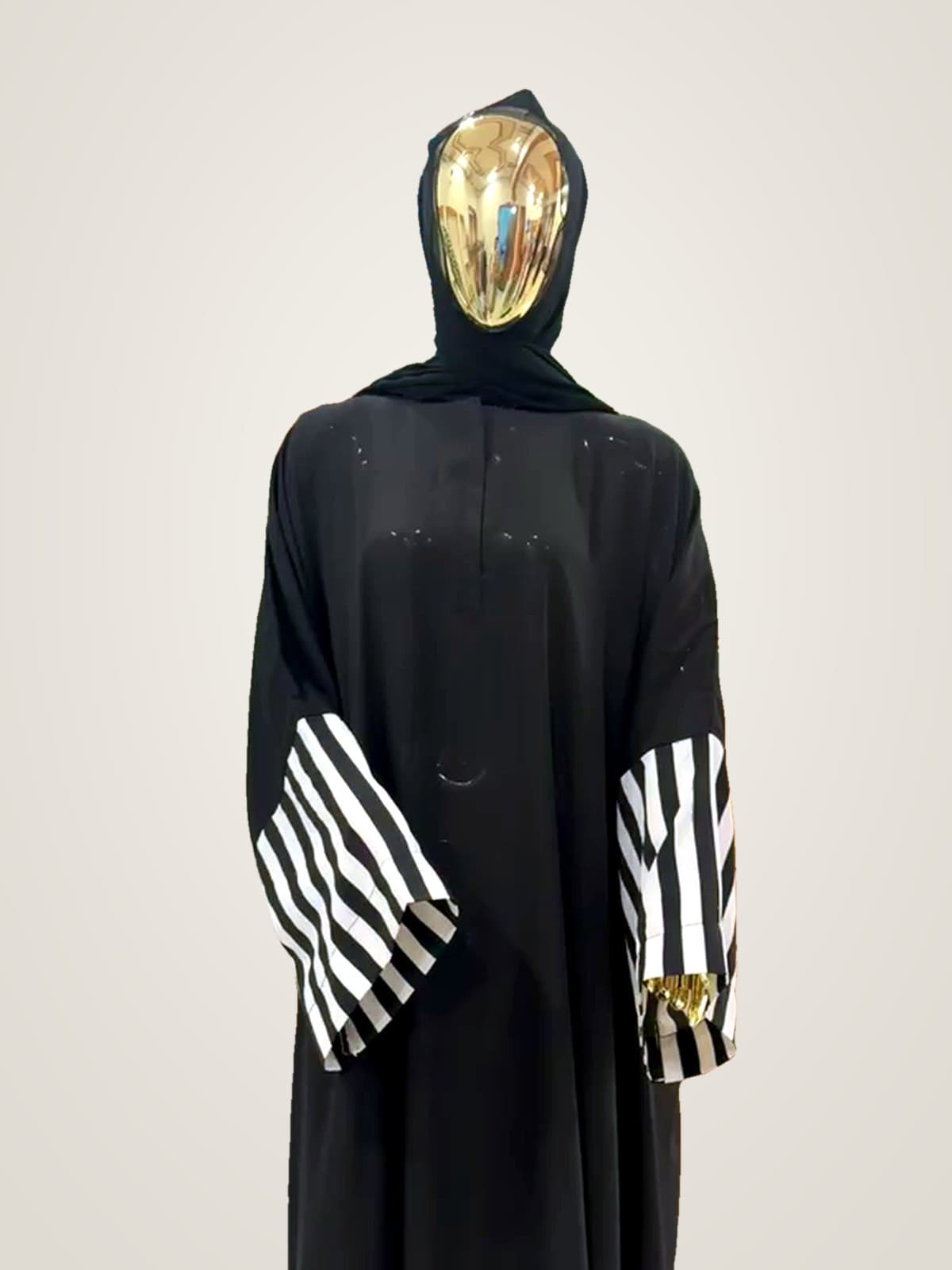 Noir Line Abaya — Black, Ivory