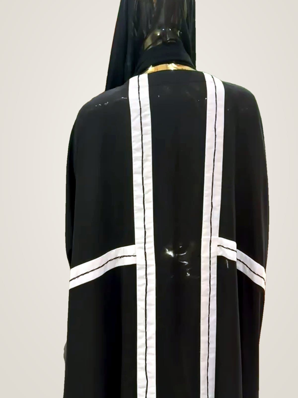 Noir Line Abaya — Black, Ivory