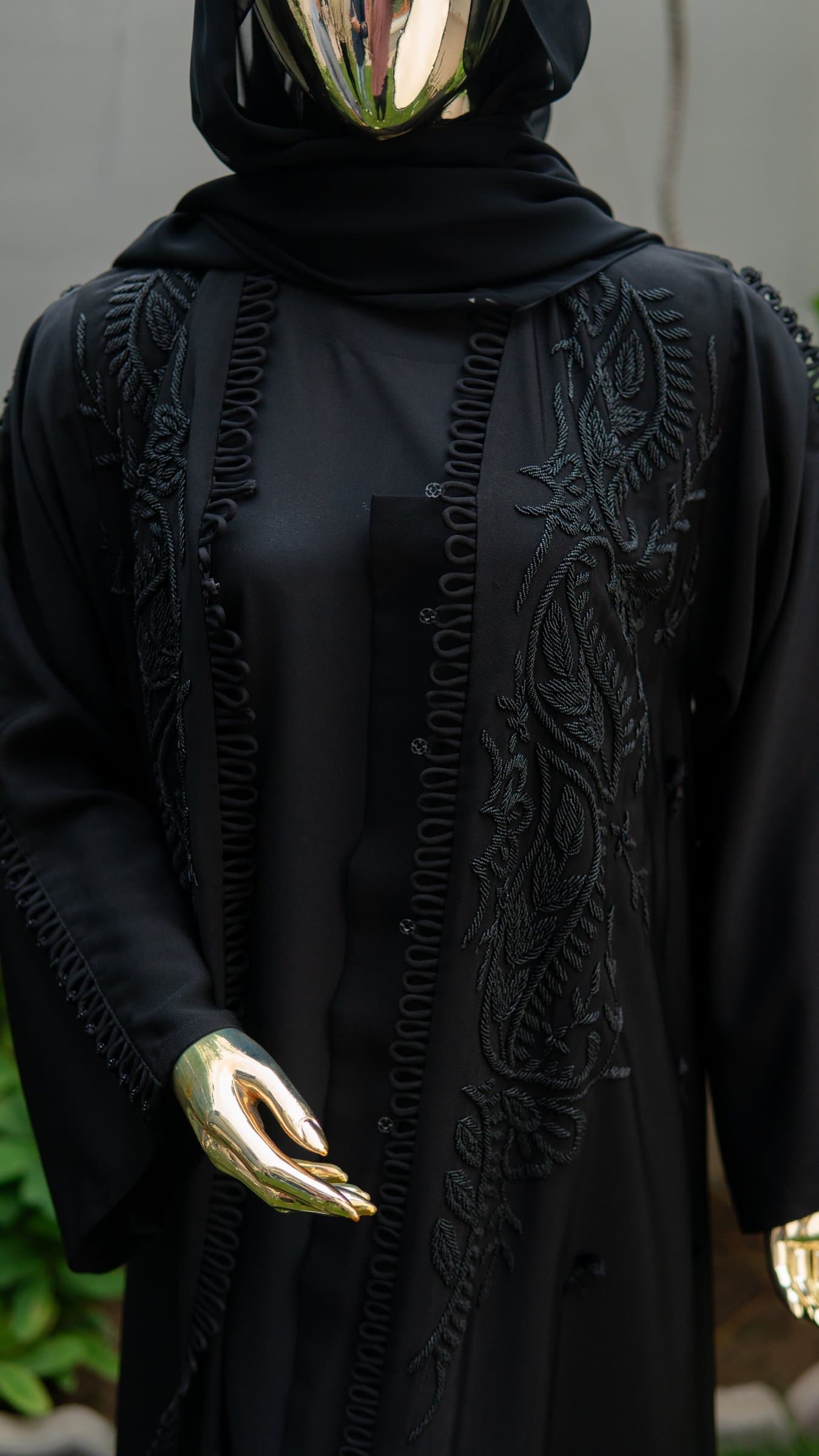 Noir Embroidered Dubai Abaya — BA-125
