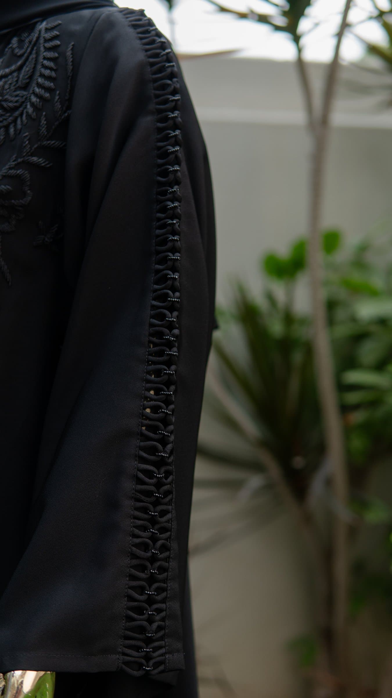 Noir Embroidered Dubai Abaya — BA-125