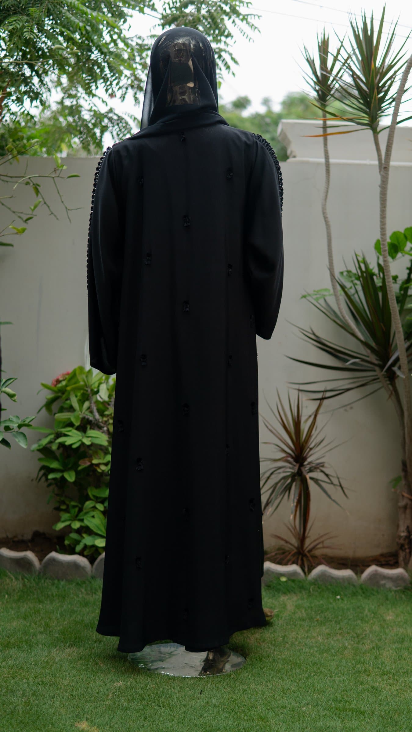 Noir Embroidered Dubai Abaya — BA-125
