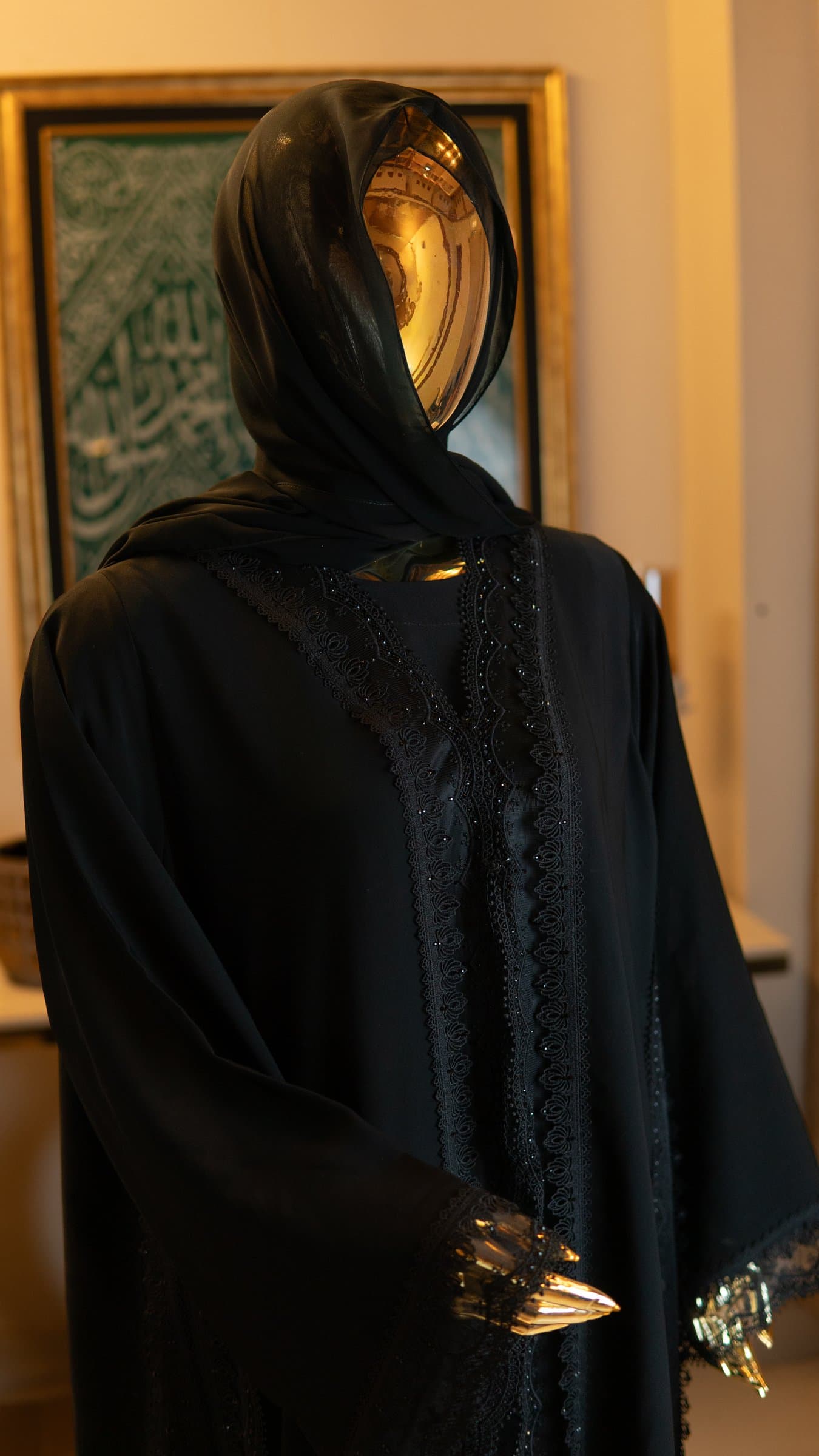 Noir Rhinestone Dubai Abaya — BA-132