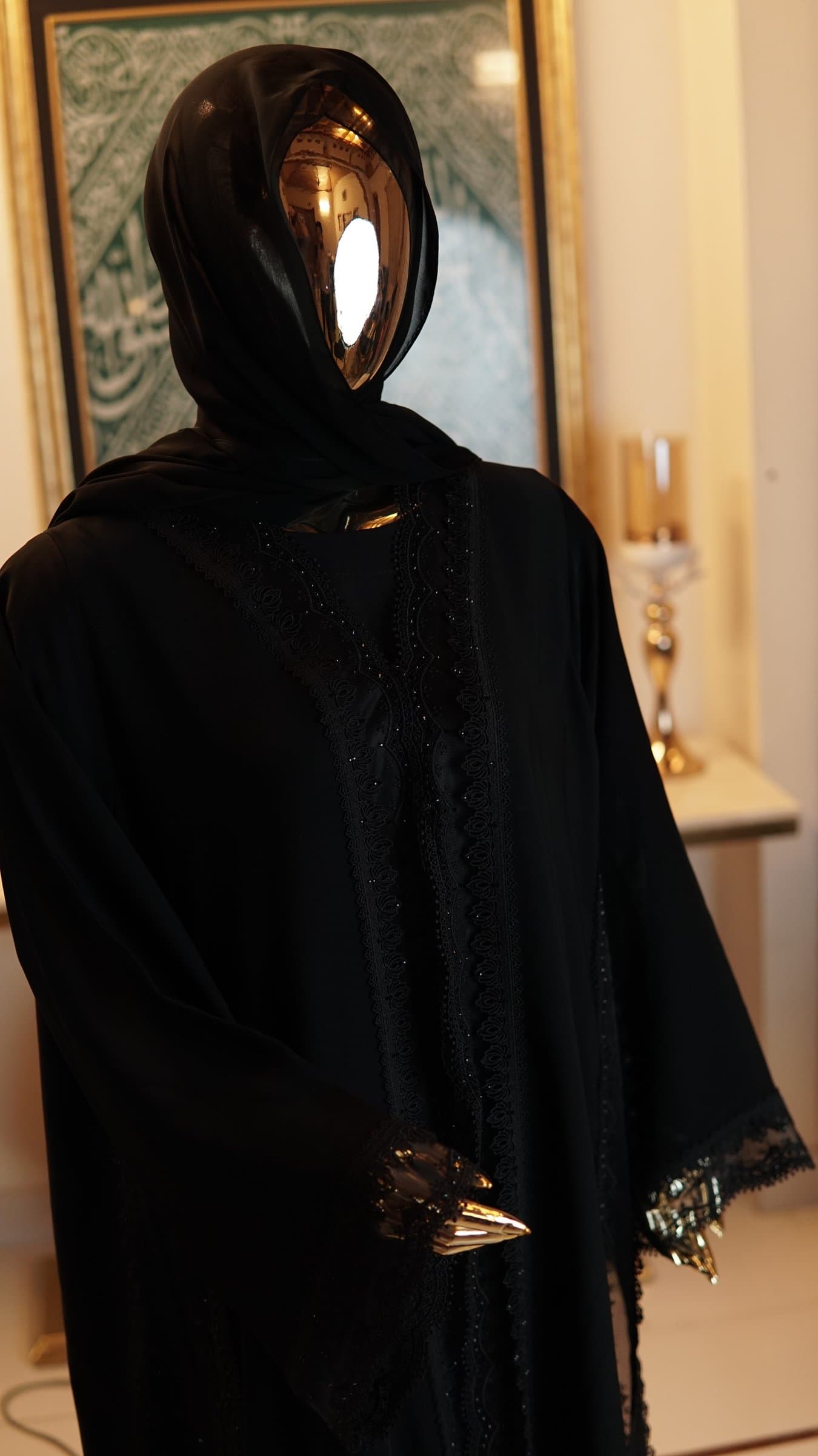 Noir Rhinestone Dubai Abaya — BA-132