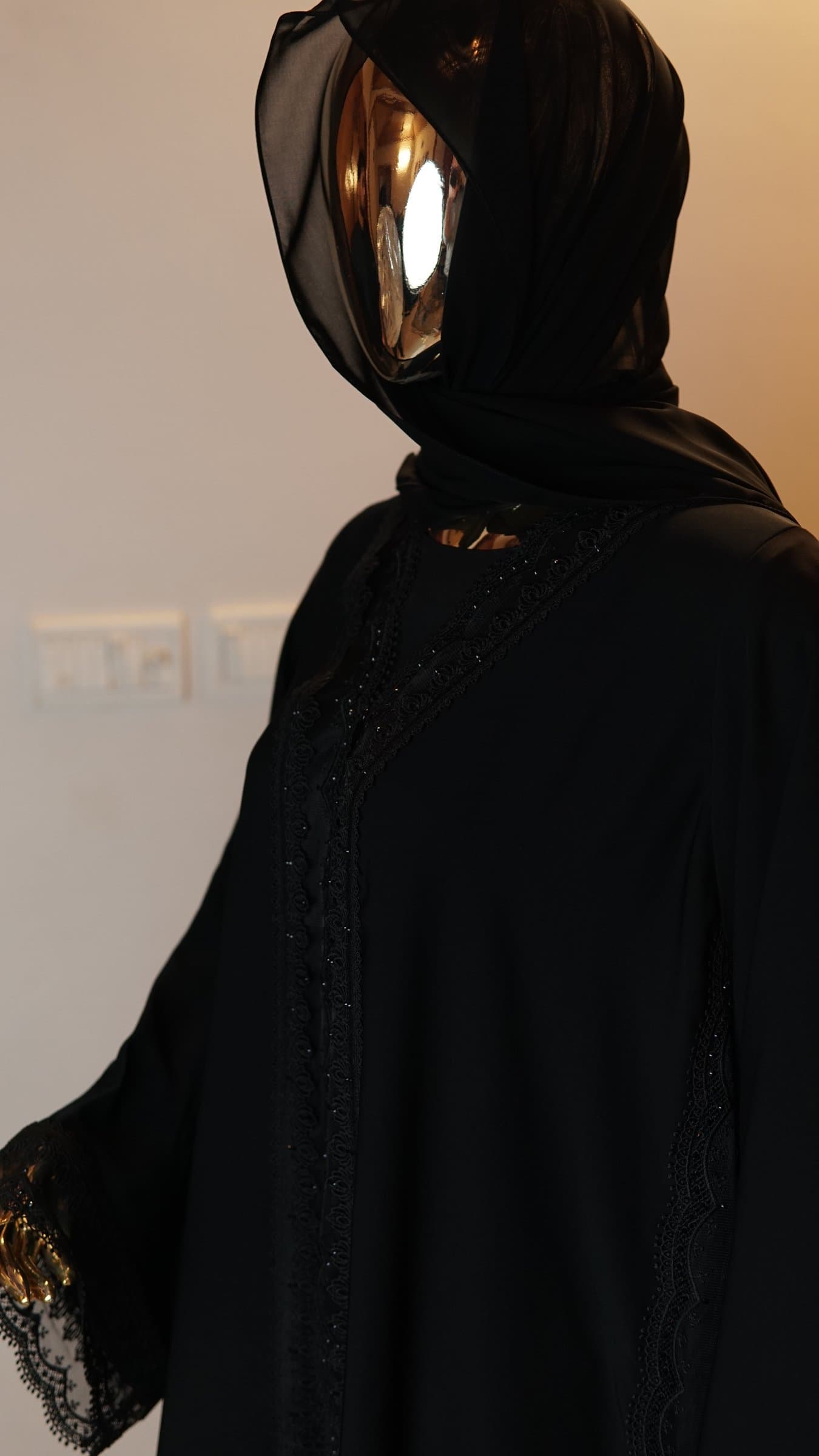 Noir Rhinestone Dubai Abaya — BA-132
