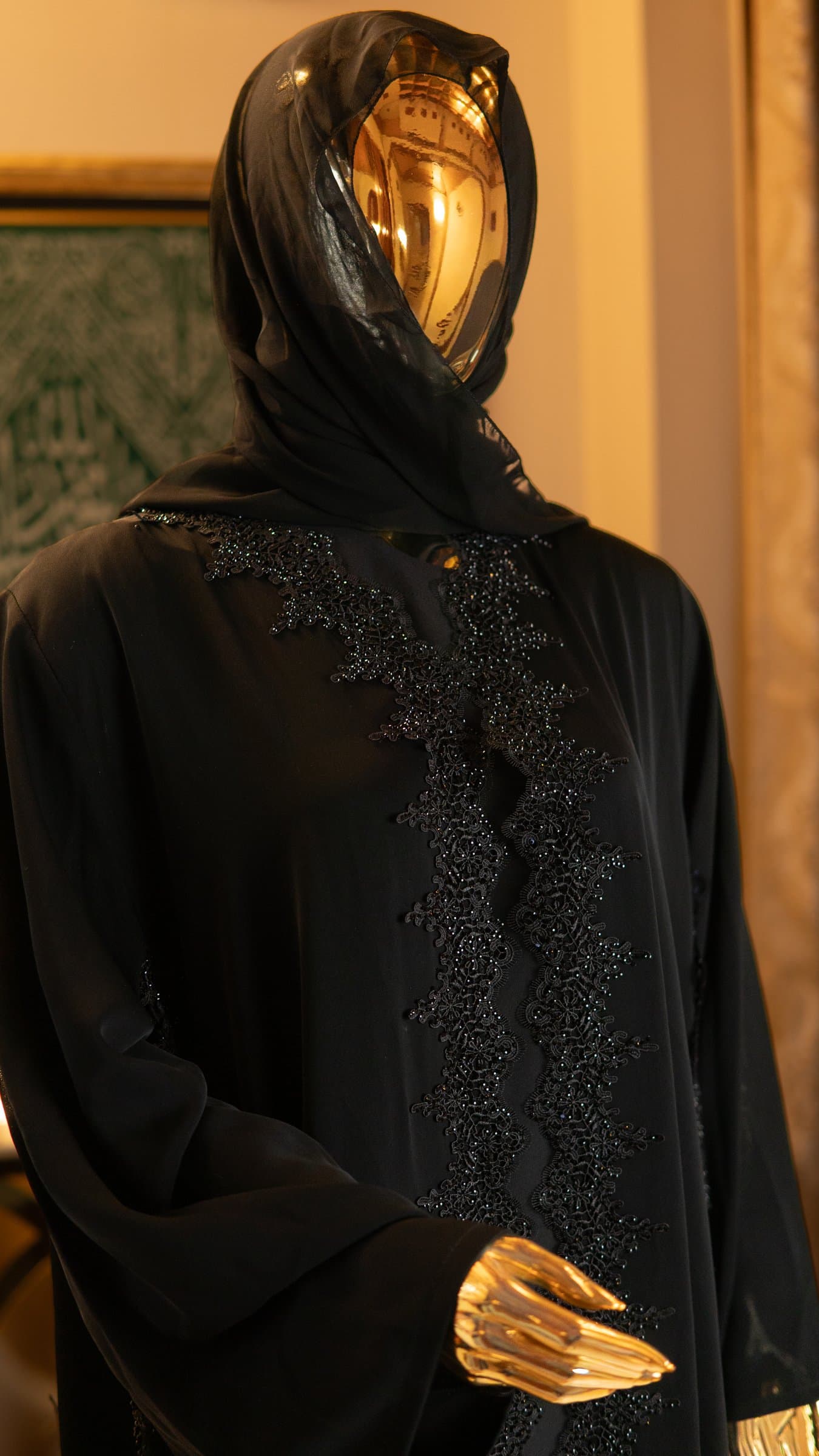Dubai Rhinestone Lace Abaya — BA-137