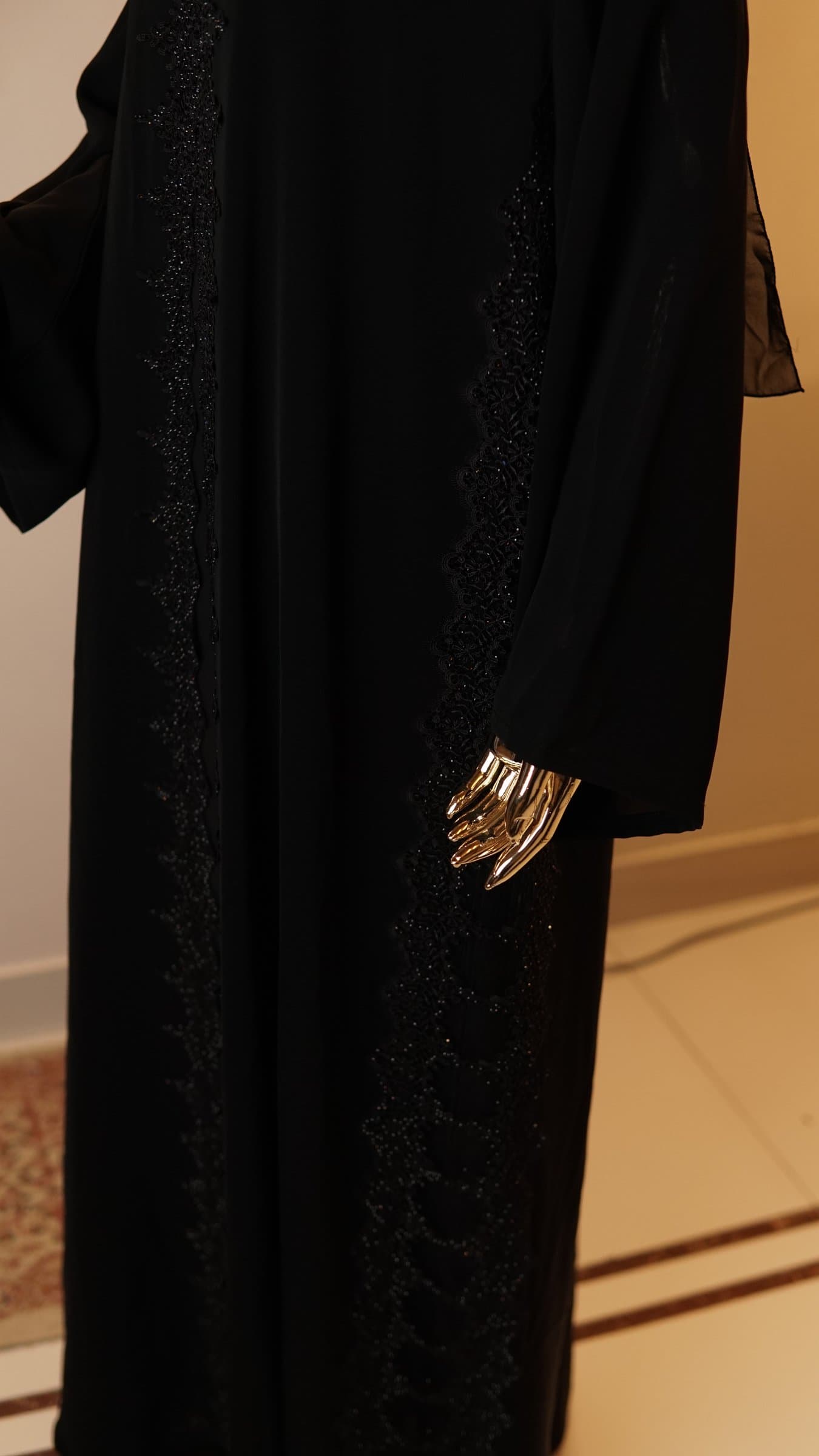 Dubai Rhinestone Lace Abaya — BA-137