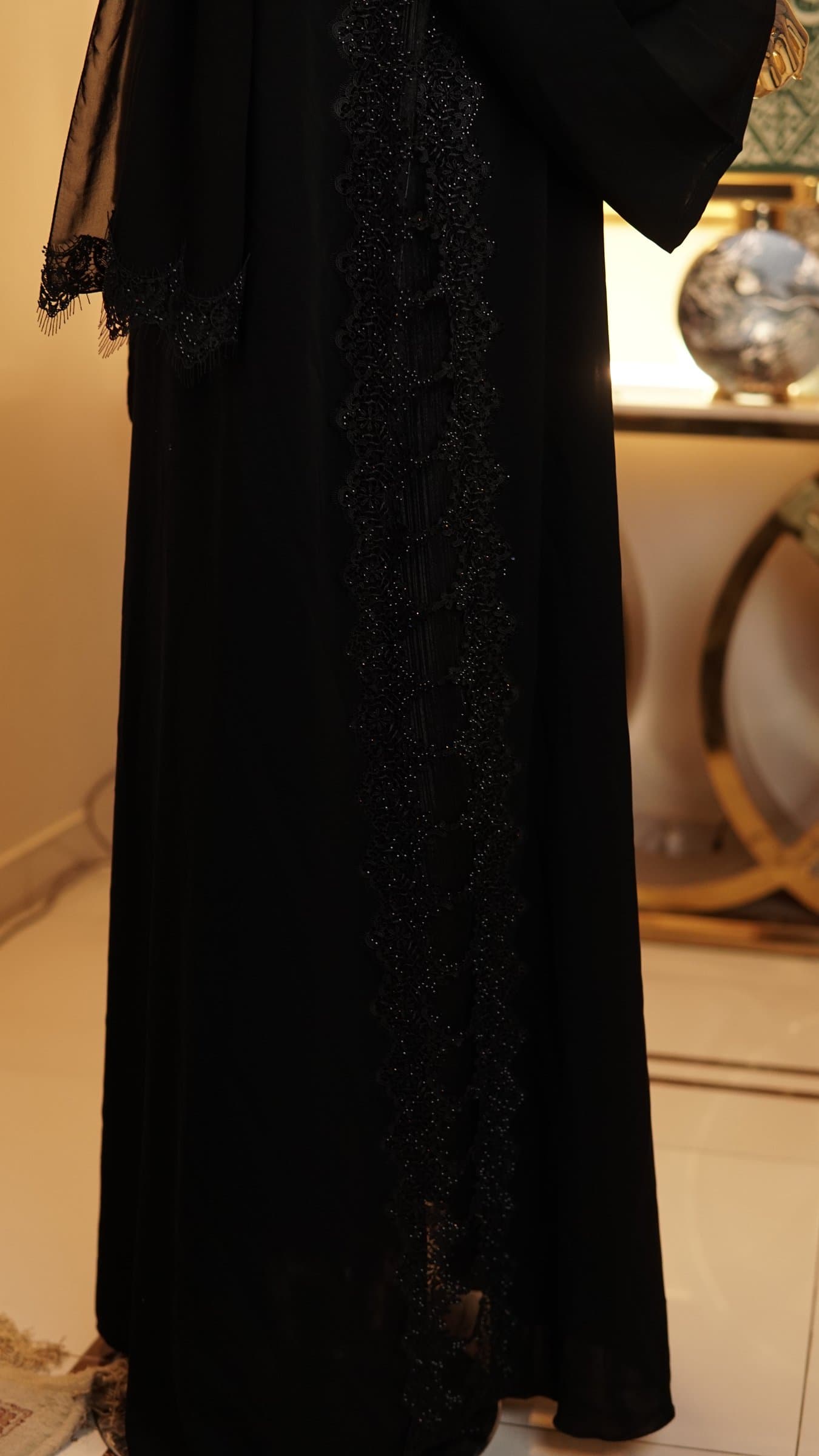 Dubai Rhinestone Lace Abaya — BA-137