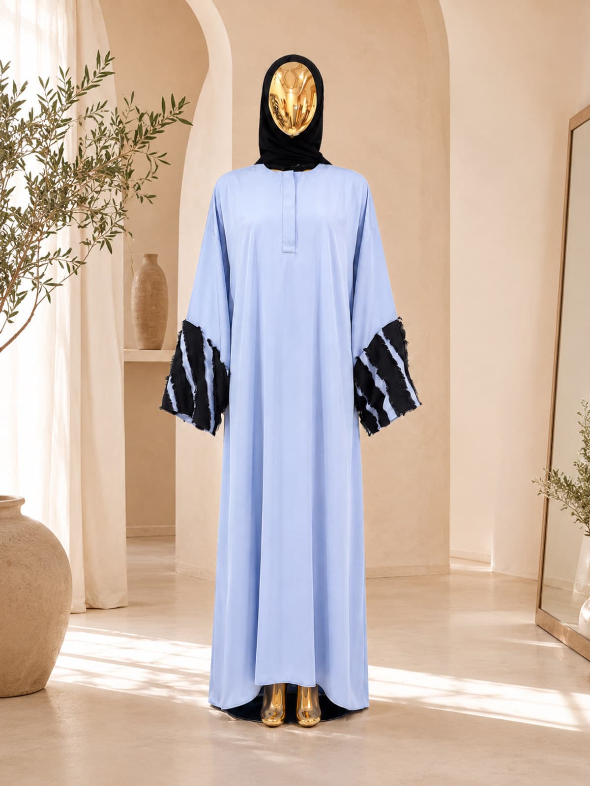 Serene Fringe Abaya — styled in a studio setting