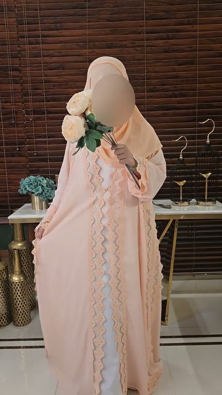 Peach Lace Abaya, product video