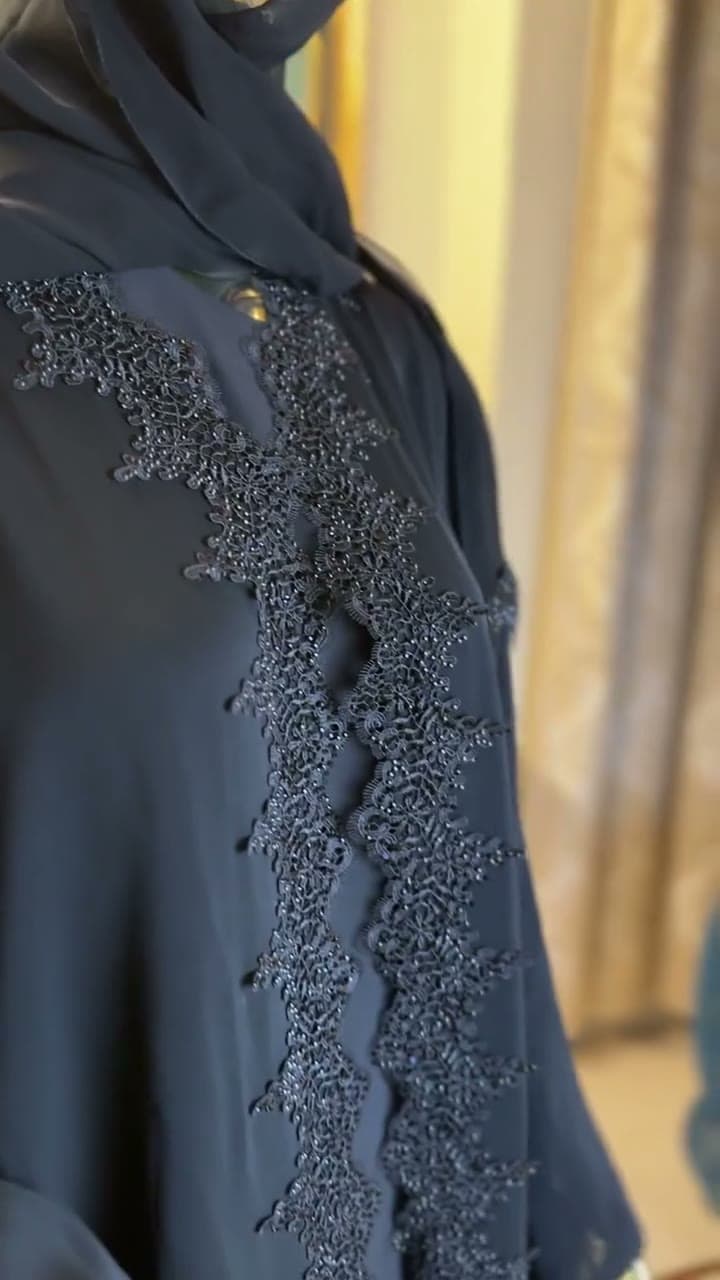 Dubai Rhinestone Lace Abaya, product video