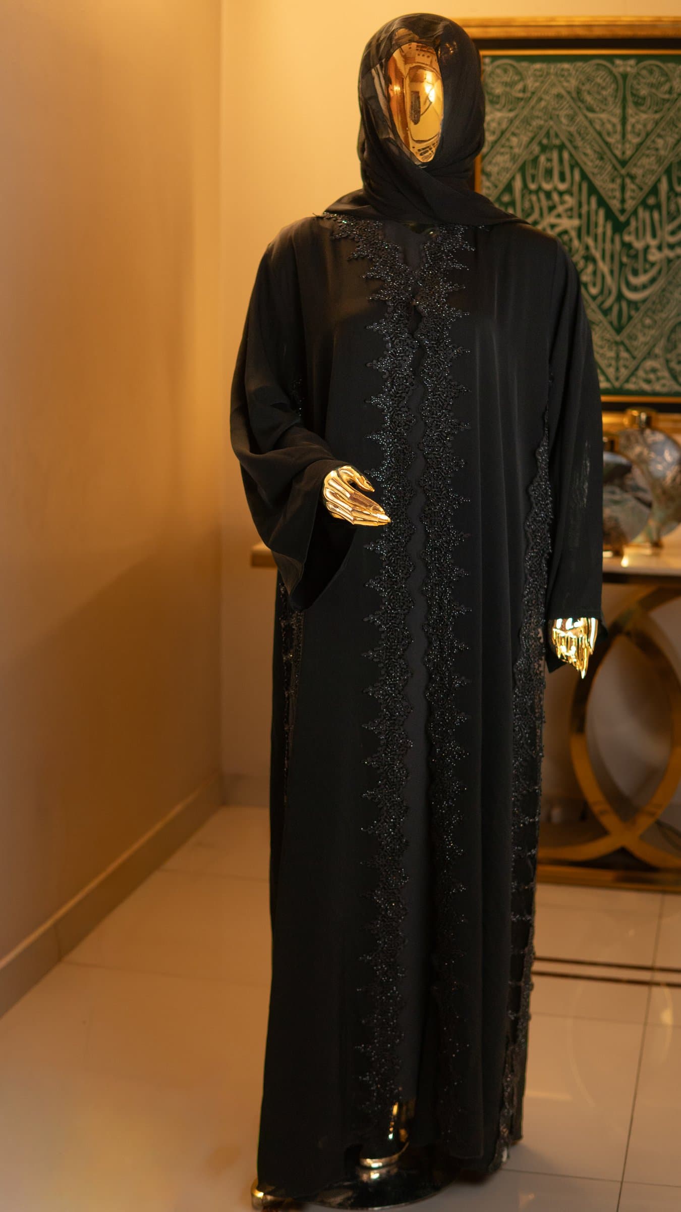 Dubai Rhinestone Lace Abaya — BA-137
