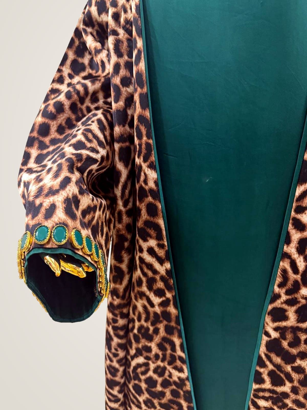 Savannah Leopard Abaya — Leopard, Emerald