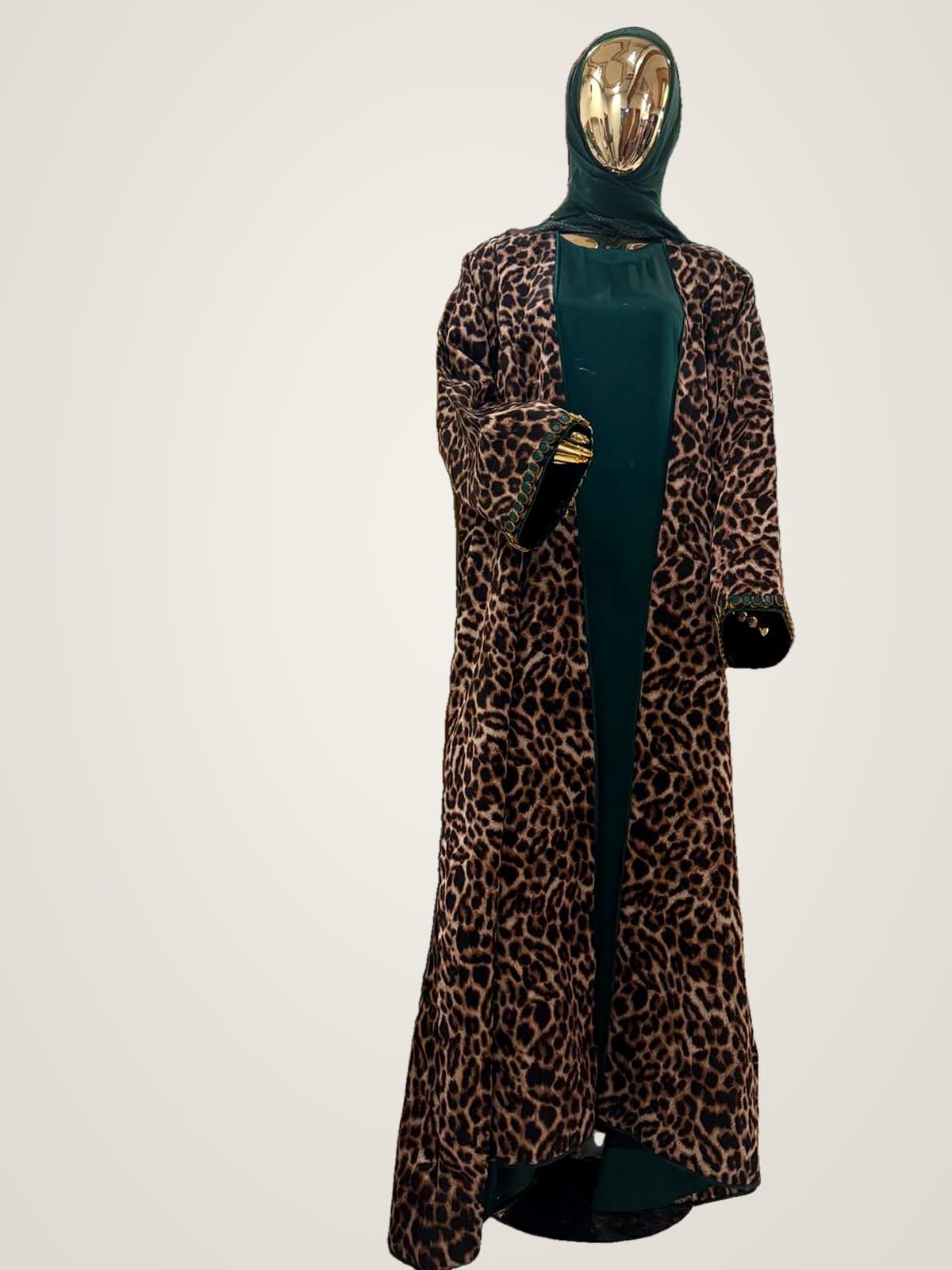 Savannah Leopard Abaya — Leopard, Emerald