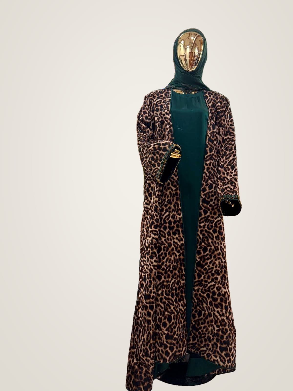 Savannah Leopard Abaya — Leopard, Emerald