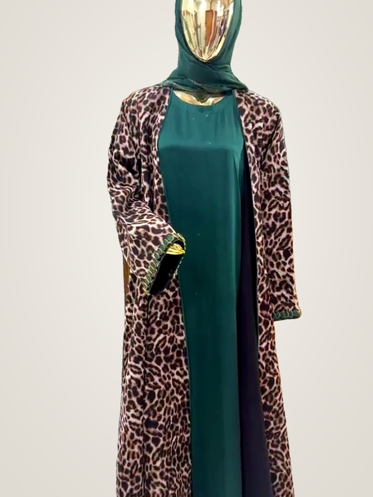 Savannah Leopard Abaya — Leopard, Emerald