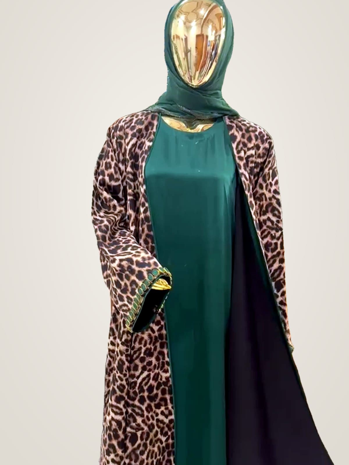 Savannah Leopard Abaya — Leopard, Emerald