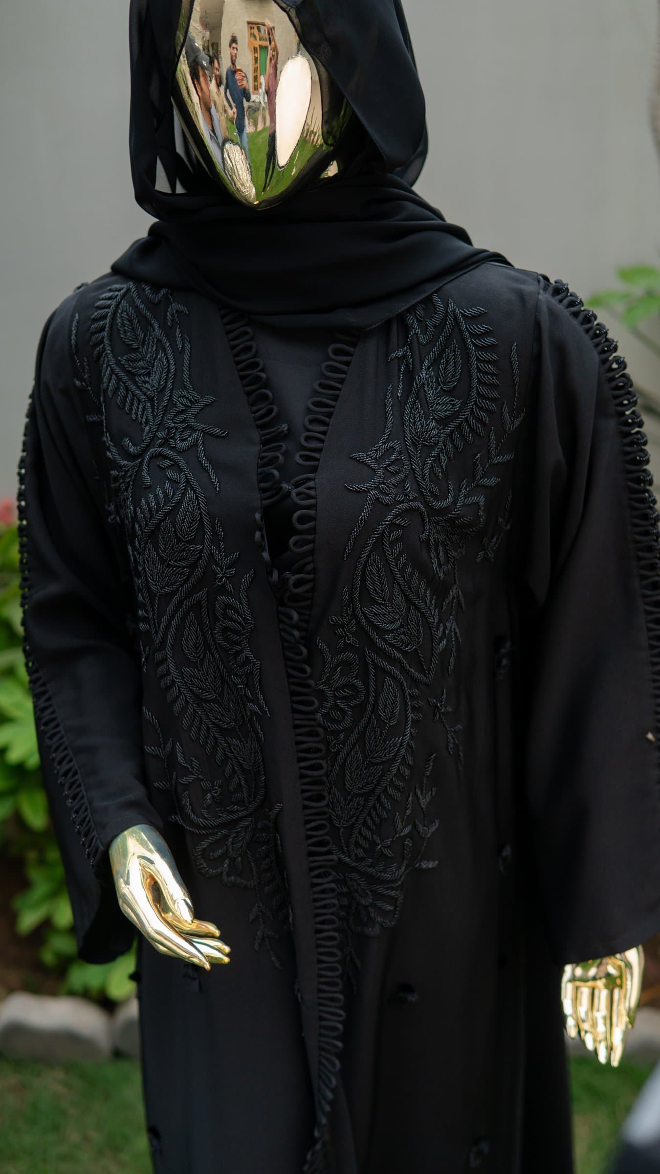 Noir Embroidered Dubai Abaya — BA-125