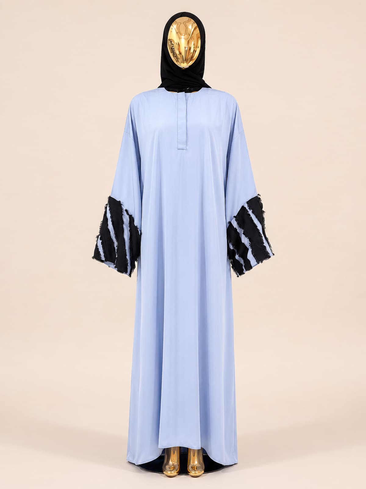 Serene Fringe Abaya — styled in a room setting