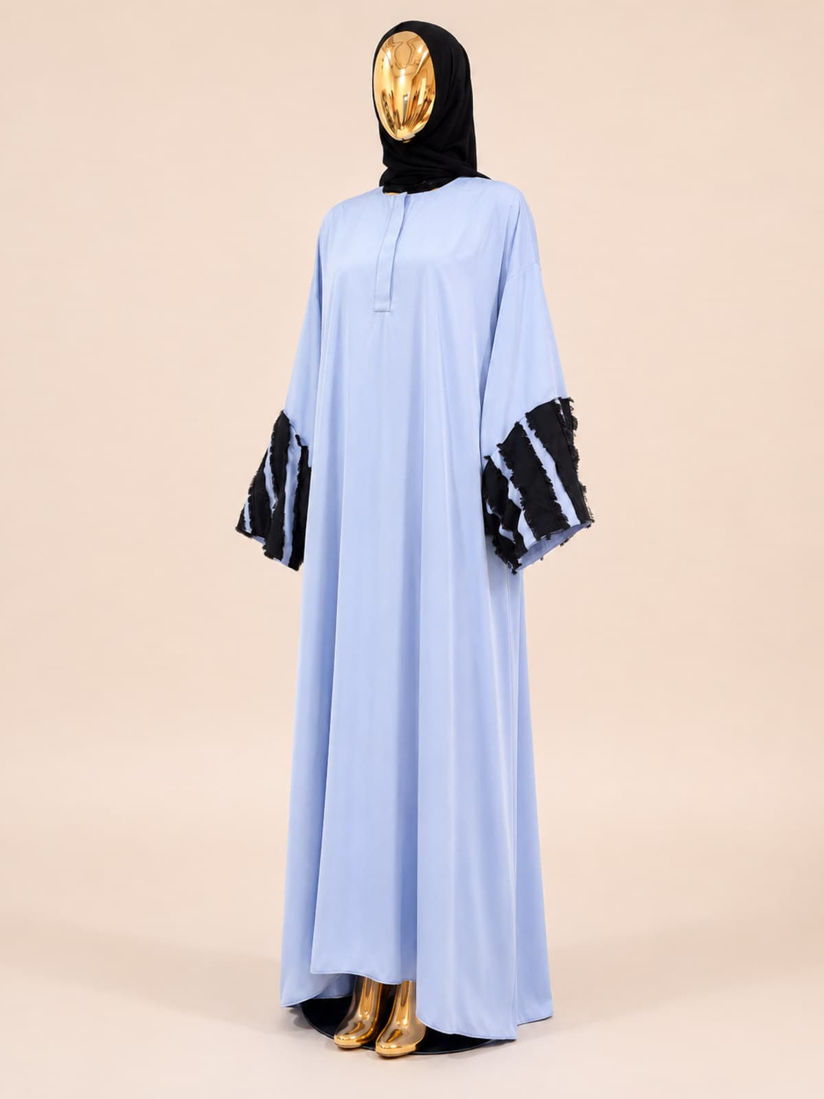 Serene Fringe Abaya — styled in a room setting